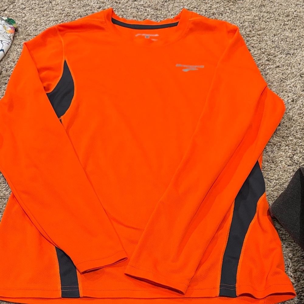 Brooks Men’s Neon Orange Reflective Performance Running shirt